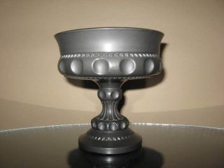 Vintage Black Glass Compote Grey Glass Nutt Candy Dish Fruit Compote photo