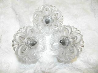 3 - Antique Glass Flower Wall Facets For Victorian Coat Hanger Rare Find photo