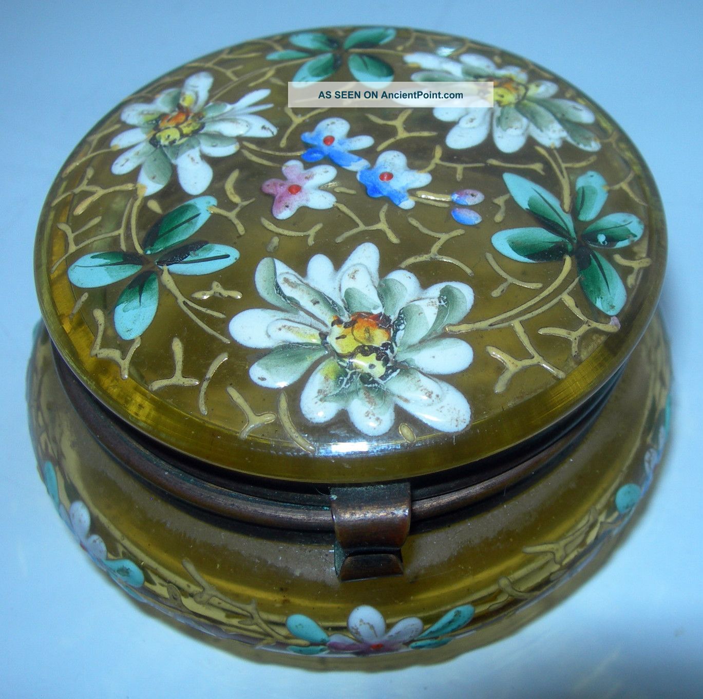 Good 19th Century Enamelled Glass Box. Bowls photo