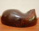 Vintage Mid Century Cat Sculpture Wood Asian Mahogany Carved Figures photo 1