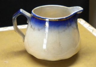 Vintage Chinea Blue & White W/gold Trim Small Pitcher Or Creamer 3 