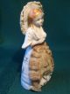 Antique Porcelain Victorian Lady Figurine Lace Draped Dress & Parasol Numbered Figurines photo 2