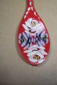 Decorative Wooden Ware Spoon Red With Hand Painted Design 13 - 3/4 