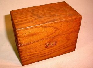 Vintage Antique Tiger Oak Dove Tail 3x5 Card Recipe Filing Box photo