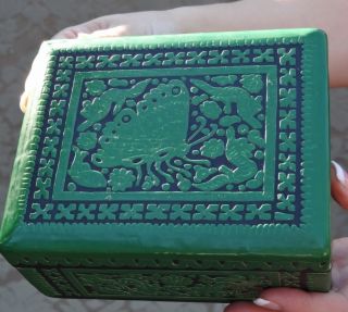 Very Interesting Vintage Folk Carved Butterfly Trinket Box Mint Condition photo