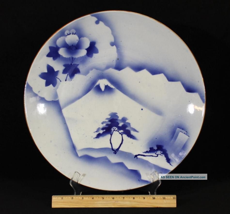 Signed Antique 19thc Chinese Export Blue & White Porcelain Platter Charger Nr Plates photo