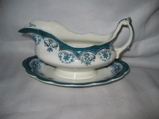 Antique Johnson Bros Gravy Boat And Underplate 