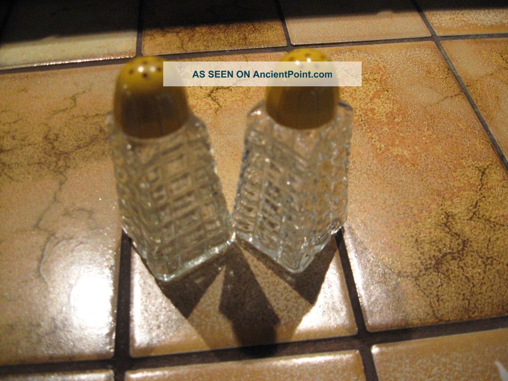 Cut Glass Shakers With A Yellow Cap Bright (estate,  Sale) 3 