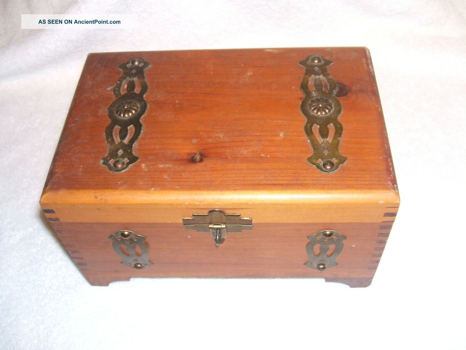 Antique Cedar Dove Tail Jewelry Box Good Condition Old Box 1940s - - 50s ? Boxes photo