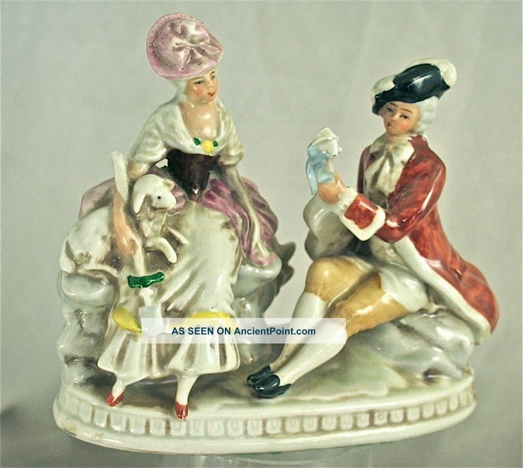 Porcelain Figurine - Carl Schneiders Erben - Man Serenades Lady/victorian/ C.  1962 Figurines photo