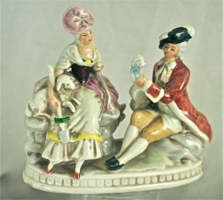 Porcelain Figurine - Carl Schneiders Erben - Man Serenades Lady/victorian/ C.  1962 photo