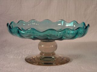 Antique Mid 19th C.  English Handblown Compote W/ Glass In Two Colors photo