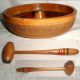 Rare Hp 60yr Occupied Japan Wood Nut Bowl & Mallet Cracker Wflower+butterfly Vgc Bowls photo 4