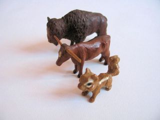 Vintage American Folk Art Miniature Wood Animal Carvings Set Of 3 photo