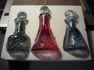 Decorative Glass Perfume 3 Bottle Set,  23071 Jeweled Perfume Bottles,  New Unused photo
