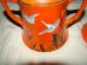 Antique Gorgeous Hand Painted Japan Covered Sugar Bowl & Creamer Ducks In Flight Creamers & Sugar Bowls photo 2