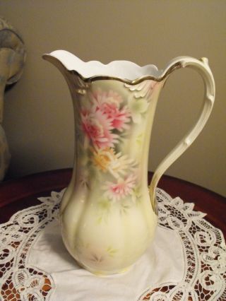 Antique Hand Painted Porcelain Pitcher By Welmar Of Germany photo