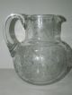 Antique Fire Polished Crystal Pitcher,  Acid Etched Design No Damage Pitchers photo 7