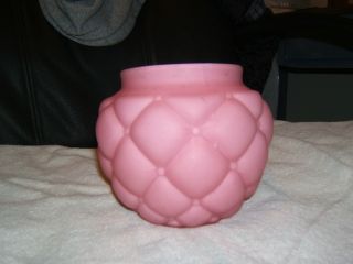 1894 Pink Opal Satin Glass Quilted Biscuit Jar Consolidated Lamp+glass Co. photo