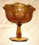 Amber Glass Crystal ? Pedestal Bowl_brown Plate_compote_center Table_cristal Bowls photo 2