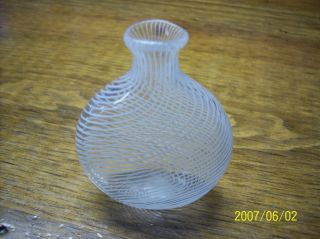 Antique Art Glass Vase,  With White Swirls,  Very Collectible Ground Pontil, photo