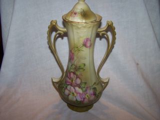 Vintage Handpainted Nippon Double Handled Urn Vase Flower photo