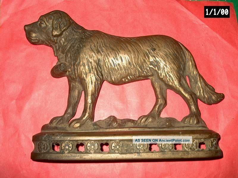 Antique 1880 ' S Solid Brass Saint Bernard Dog Doorstop - Registered No.  50426 Metalware photo