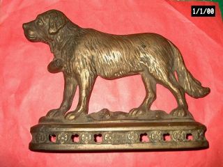 Antique 1880 ' S Solid Brass Saint Bernard Dog Doorstop - Registered No.  50426 photo