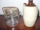 Antique 1893 Mason Jar With Lid & Wire Bail And Mini Crock Jug Jars photo 7