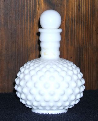 Antique White Hobnail Fenton Glass Perfume Decanter photo
