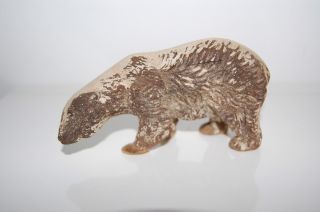 Black Forest Carved Wooden Polar Bear Hallmarked Germany On Belly 4.  5 