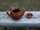 Antique Yellow Ware Stoneware Pottery Made In Usa Brown Teapot 1920s - 1940s Mint Teapots & Tea Sets photo 6