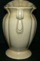 Early American Pottery Matte Cream Two - Handled Vase Height: 8 - 5/8 