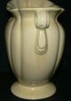 Early American Pottery Matte Cream Two - Handled Vase Height: 8 - 5/8 