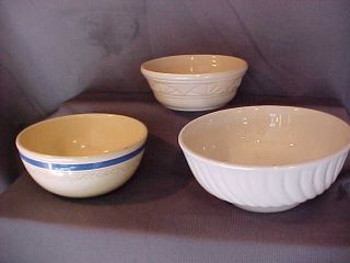 3 Large Ironstone Bowls - - - Variety - - L@@k photo