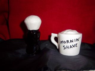 Vintage Salt & Pepper Shaker Shaving Mug And Brush photo