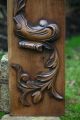 19th C.  Wooden Walnut Carved Panel With Decorative Carvings & Leaves Other photo 1