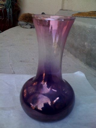 Vintage Flower Vase - Handblown Glass - Ameythst Rainbows 1950 - 1960 Era photo