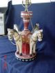 Early 1900 Antique Hand Carved Hand Painted Carousel Childrens Desk Dresser Lamp Lamps photo 2