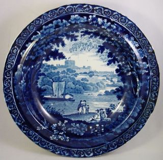 Antique Clews Staffordshire Historical Blue Rim Soup Dish Or Deep Plate Nr photo