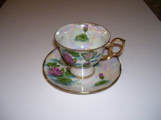 Waterlily For July Lusterware Cup & Saucer photo