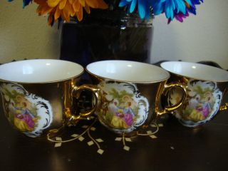 3 Pcs Bavaria Germany Fragonard Cups 22 Carat Handarbeit photo