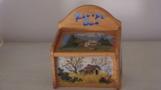 Handpainted Wood Recipe Box photo