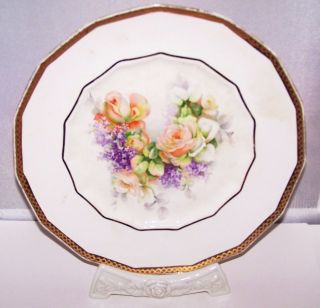 Antique Dresden Plate Peach Roses Lilacs Romantic Prairie Cottage Country Chic photo