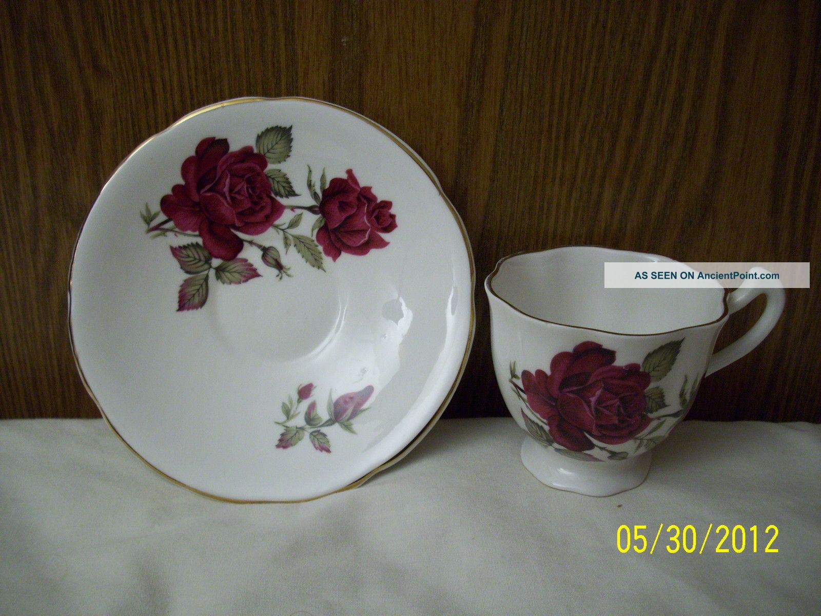 Royal Stuart Bone China Demitasse Cup & Saucer (dark Red Roses) Cups & Saucers photo
