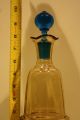 Very Rare Yellow / Blue Victorian Wine Decanter With 4 Cordial Cups / Mugs Decanters photo 3