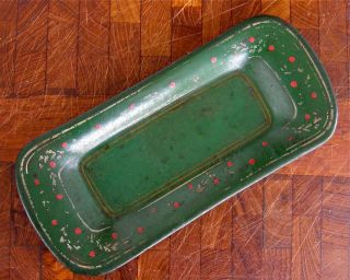 Antique Tole Tray Green Red And Gold 1800 ' S 9 