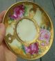 4 Ornate Victorian Roses & Gold Moriage Trim Saucers Hand Painted Vintage Old Cups & Saucers photo 10
