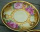 4 Ornate Victorian Roses & Gold Moriage Trim Saucers Hand Painted Vintage Old Cups & Saucers photo 1