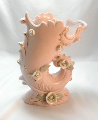 Vintage Nippon Yoko Boeki Pink Cornucopia Vase photo
